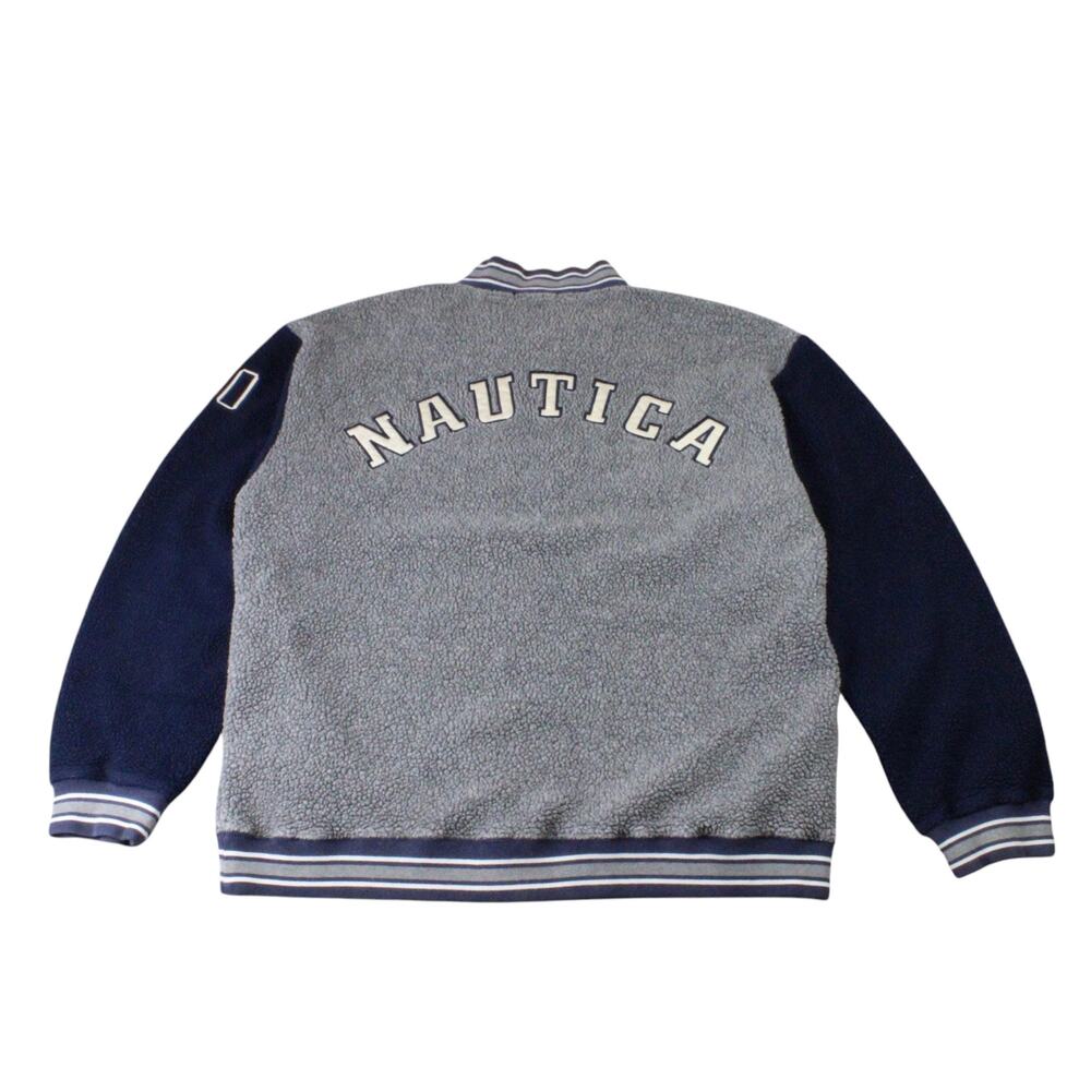 Nautica Vintage 90s Quarter Zip Fleece Jacket / Back Embroidered - Size Medium